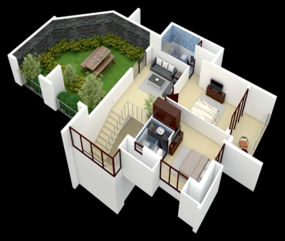 Isometic View - Duplex - Block A & B Flat 1 (Upper Level) - 3D